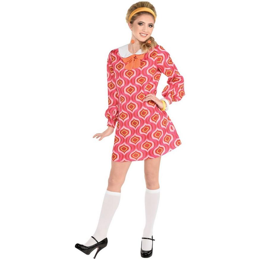 Pink & Orange 60s Mod Dress for Adults