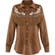 Brown Western Cowgirl Button Up Fringe Shirt for Adults