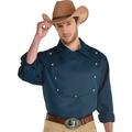 Navy Blue Cowboy Collared Shirt for Adults