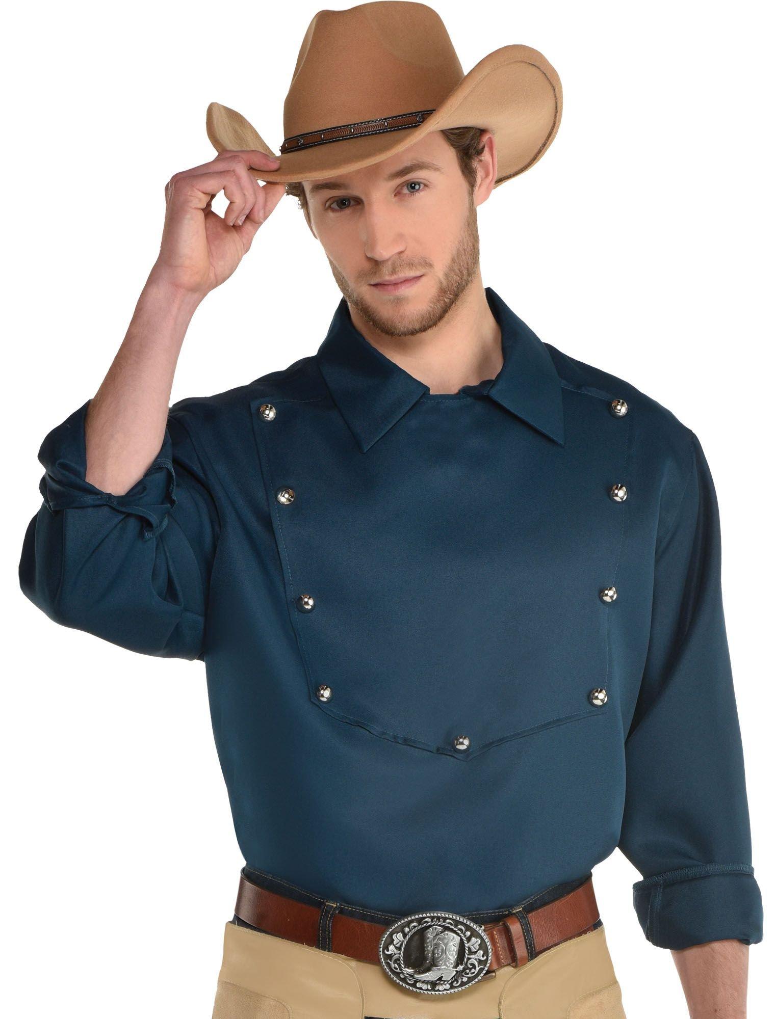 Navy Blue Cowboy Collared Shirt for Adults