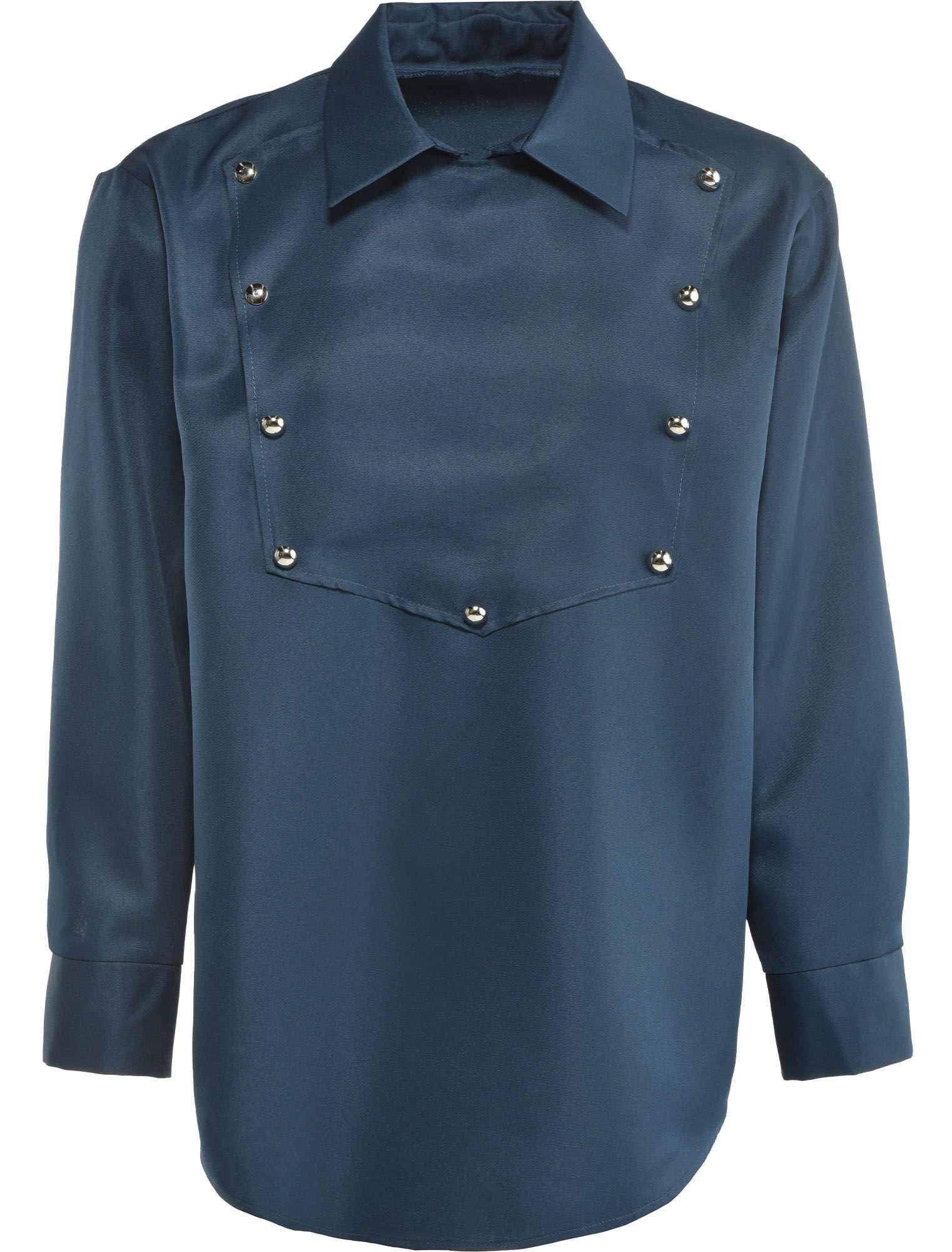 Navy Blue Cowboy Collared Shirt for Adults