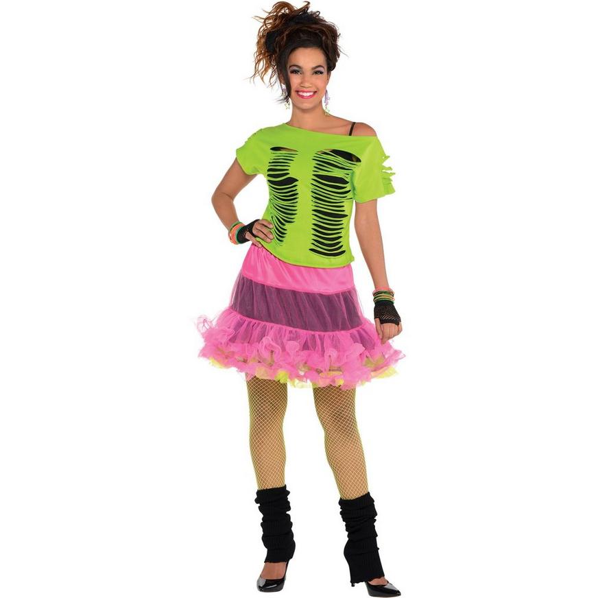 Neon Green 80s Ripped T-Shirt for Adults