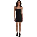 Black Ribbed Bodycon Mini Dress for Adults with Removable Spaghetti-Straps