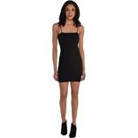 Black Ribbed Bodycon Mini Dress for Adults with Removable Spaghetti-Straps