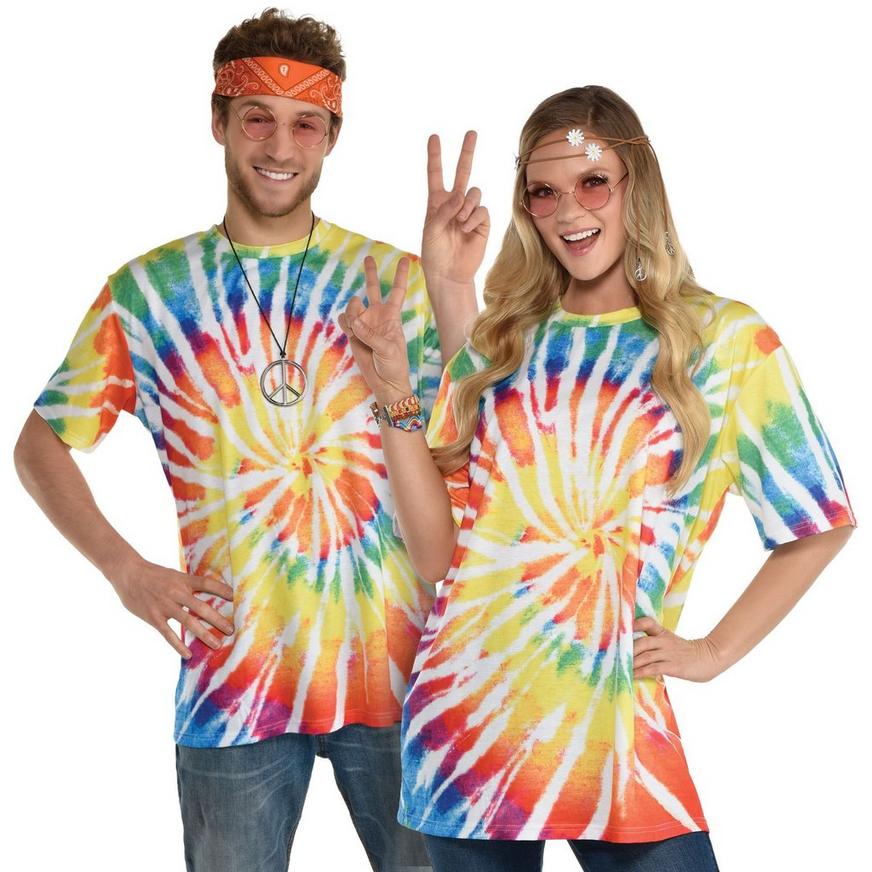 60s Rainbow Spiral Tie Dye T-Shirt for Adults
