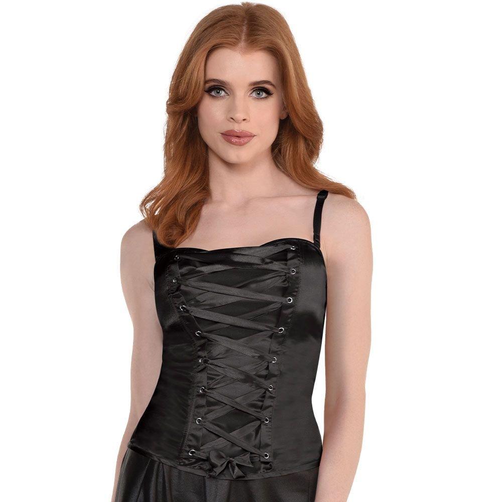 Lace-detail corset top - Black - Ladies