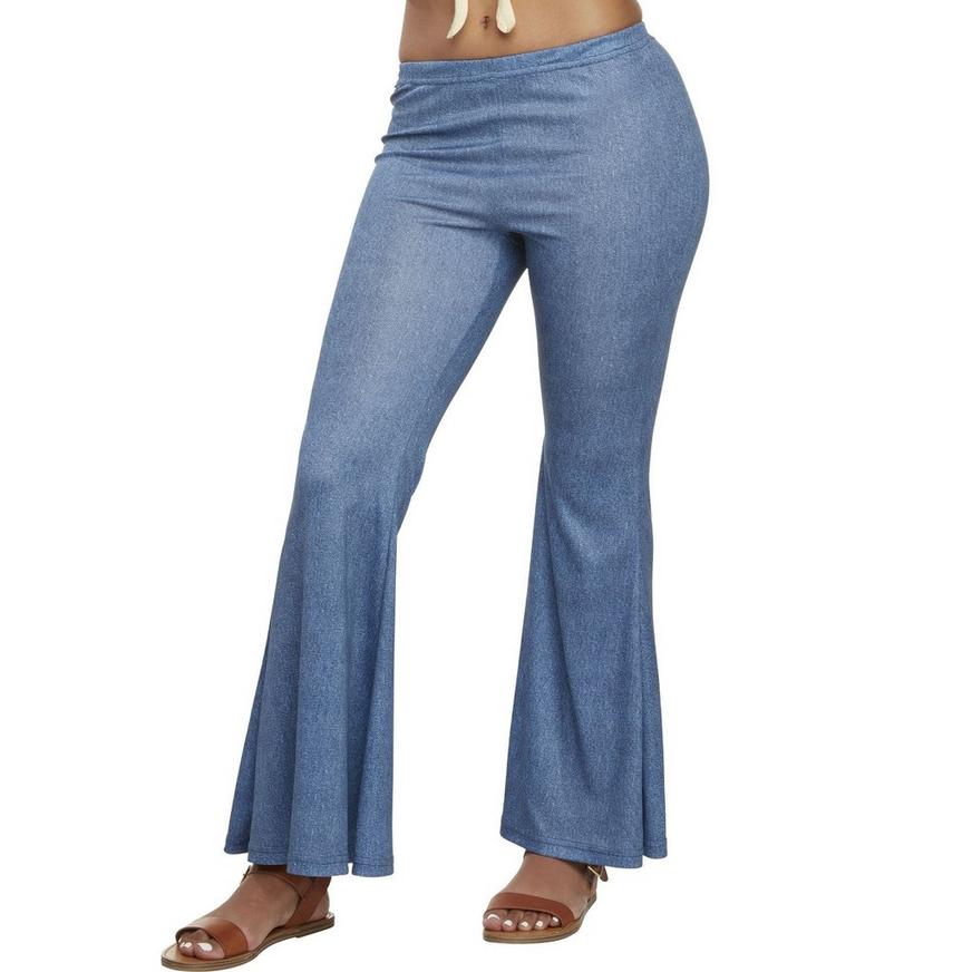 Women's Faux Denim Bell Bottom Jeans