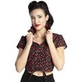 Cropped Cherry Tie-Front Short-Sleeved Button Down Shirt for Adults