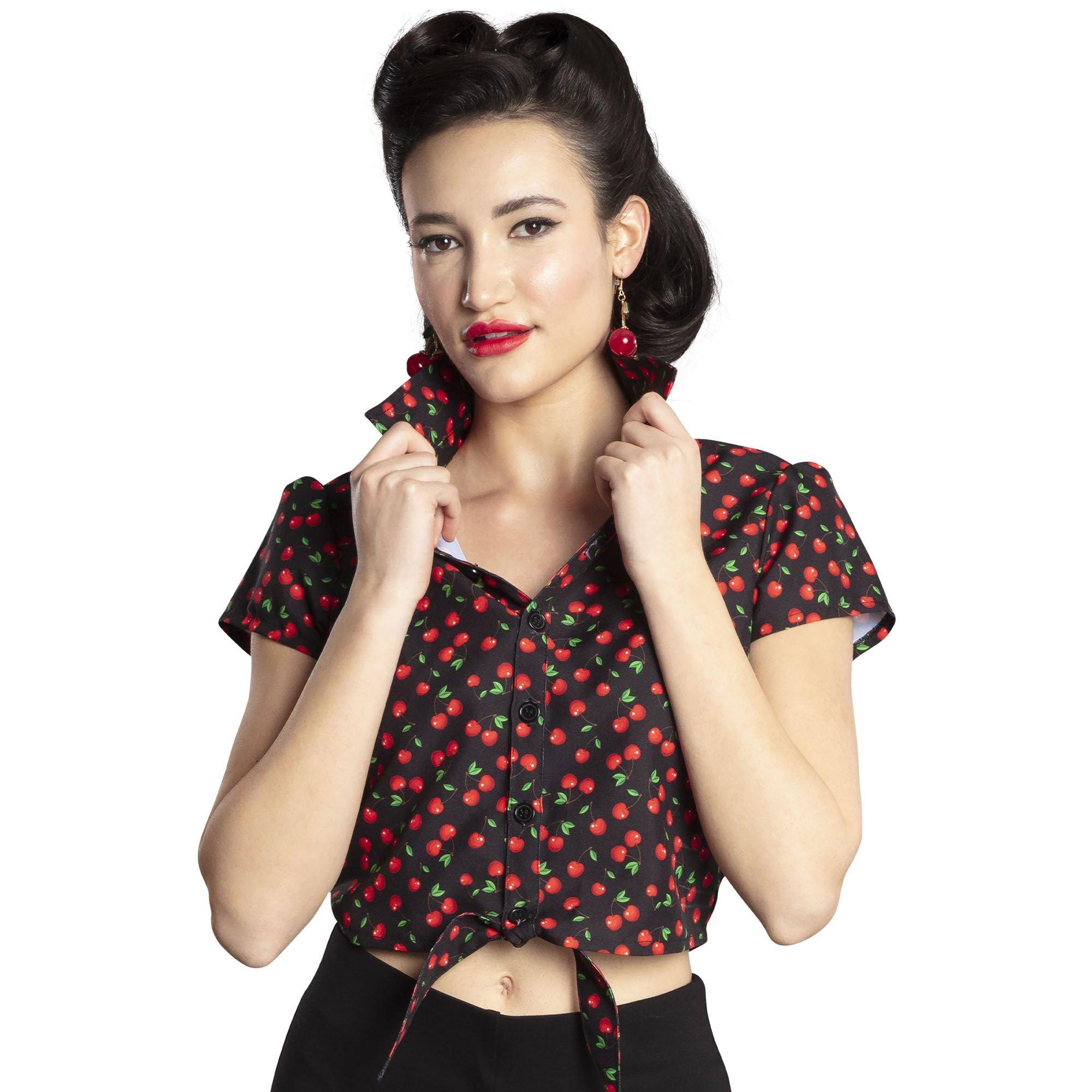 Cherry printed crop top with back tie