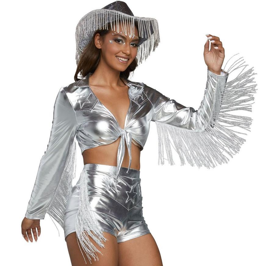 Adult Metallic Silver Cosmic Cowgirl Costume Accessory Kit