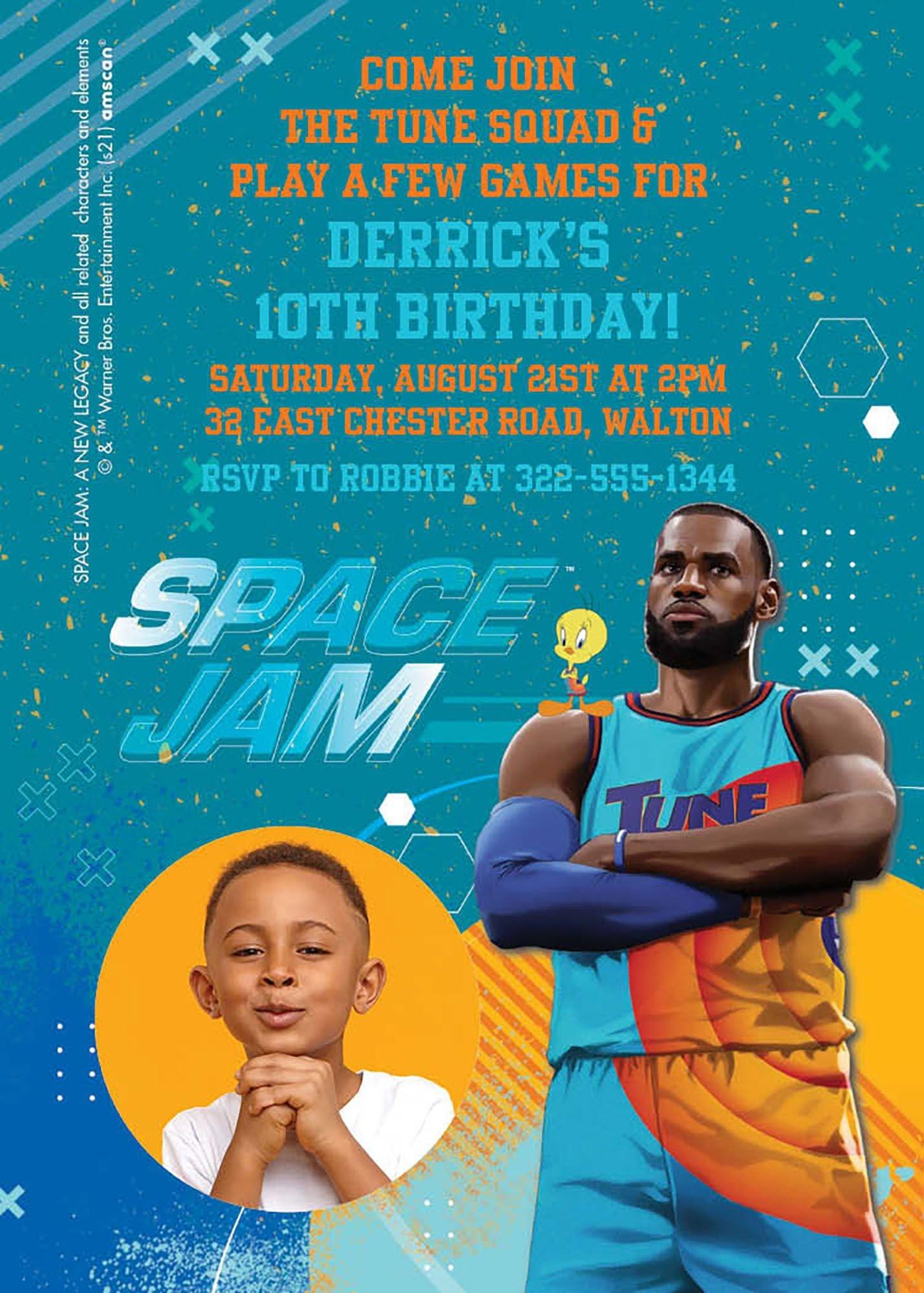 Space Jam 2 Animated invitation card Customizable Template DIY