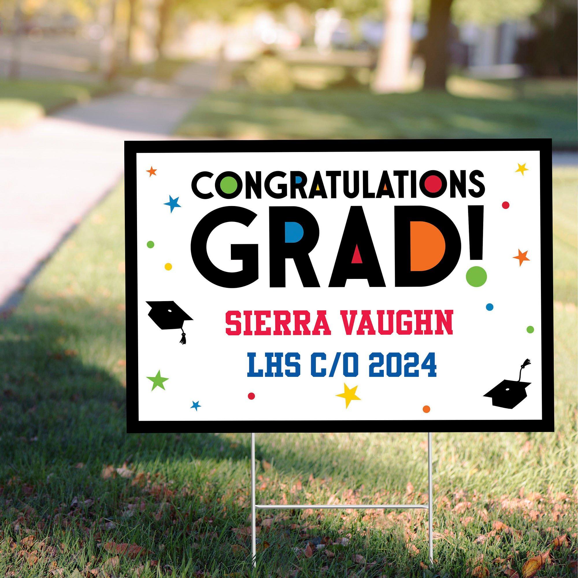 Custom Congratulations 2022 Graduation Yard Sign Size 22in x 15in