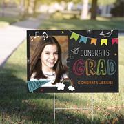 Custom Elementary School Chalkboard Graduation Photo Yard Sign
