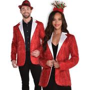 Adult Red Tinsel Christmas Jacket