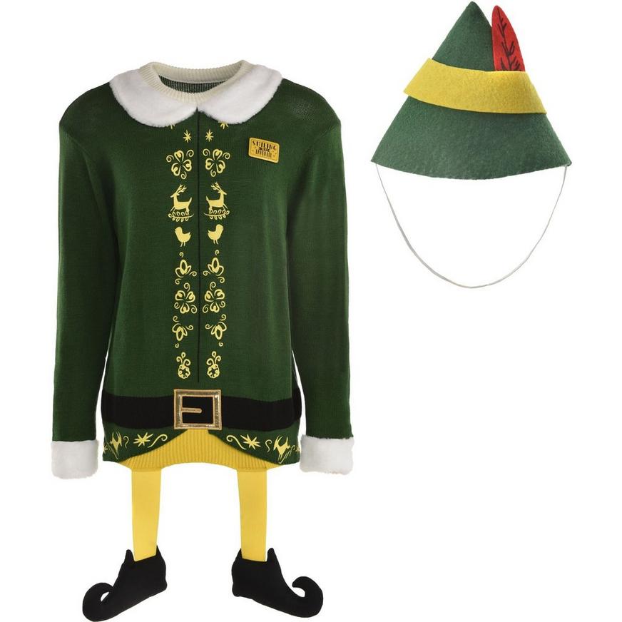 Adult Elf Movie Ugly Christmas Sweater with Hat