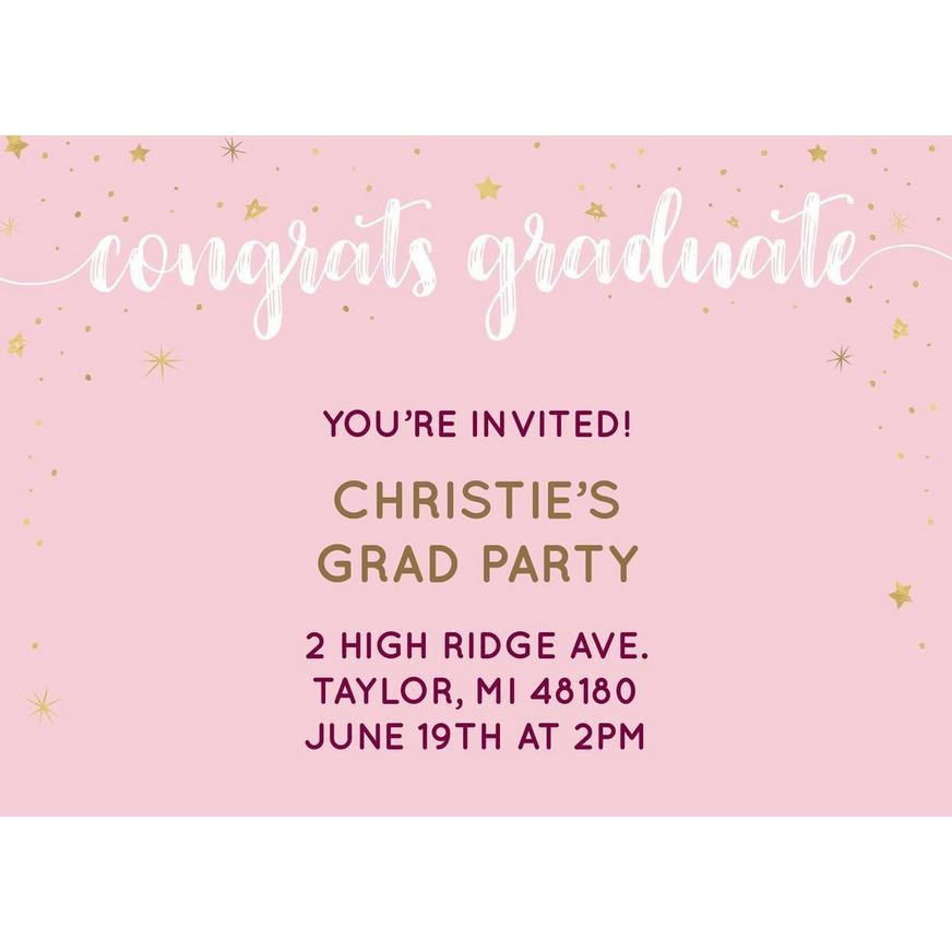 Custom Pink Graduation Invitations