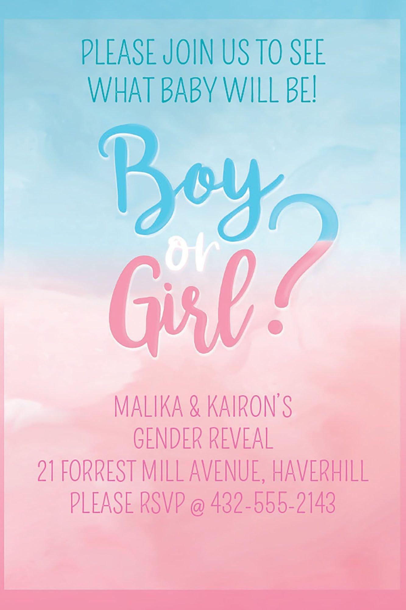 Custom Boy or Girl? Gender Reveal Cardstock Invitations