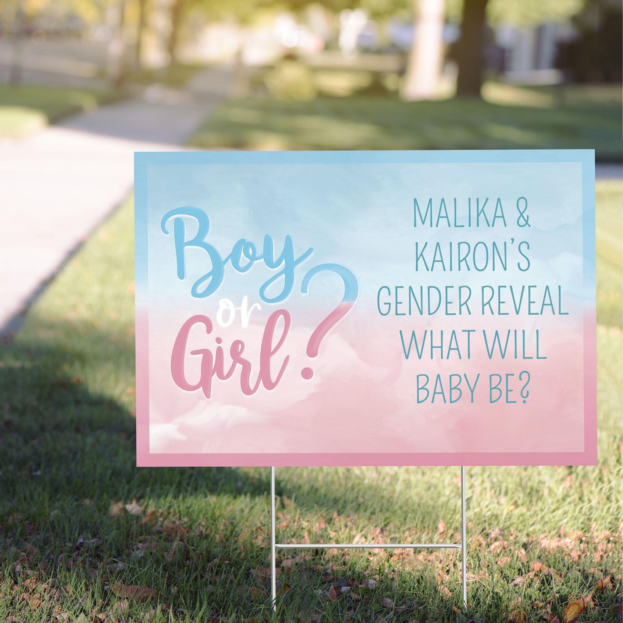 Custom Boy or Girl? Gender Reveal Plastic Yard Sign The Big Reveal