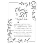 Custom Silver 25th Anniversary Cardstock Invitations