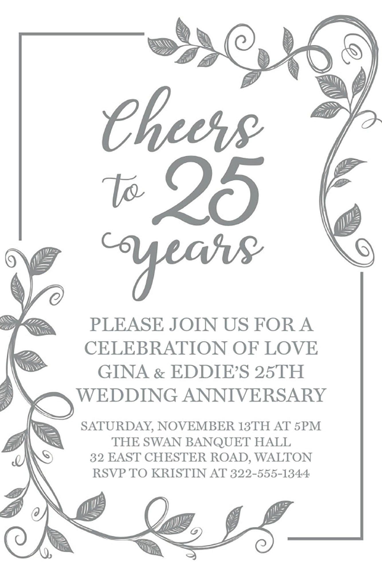 Custom Silver 25th Anniversary Cardstock Invitations Party City