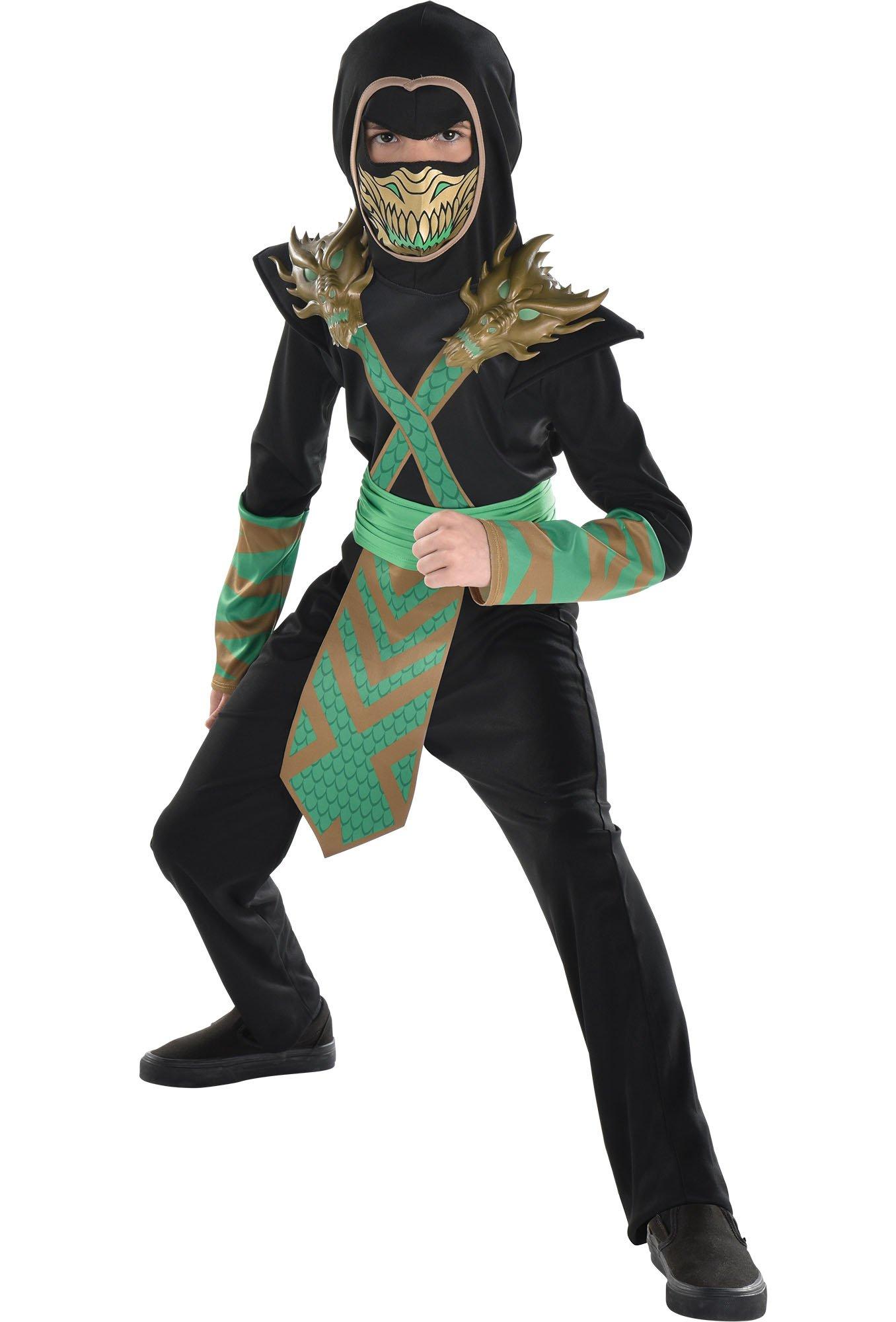 Kids Gold and Black Ninja Costume With Backpack