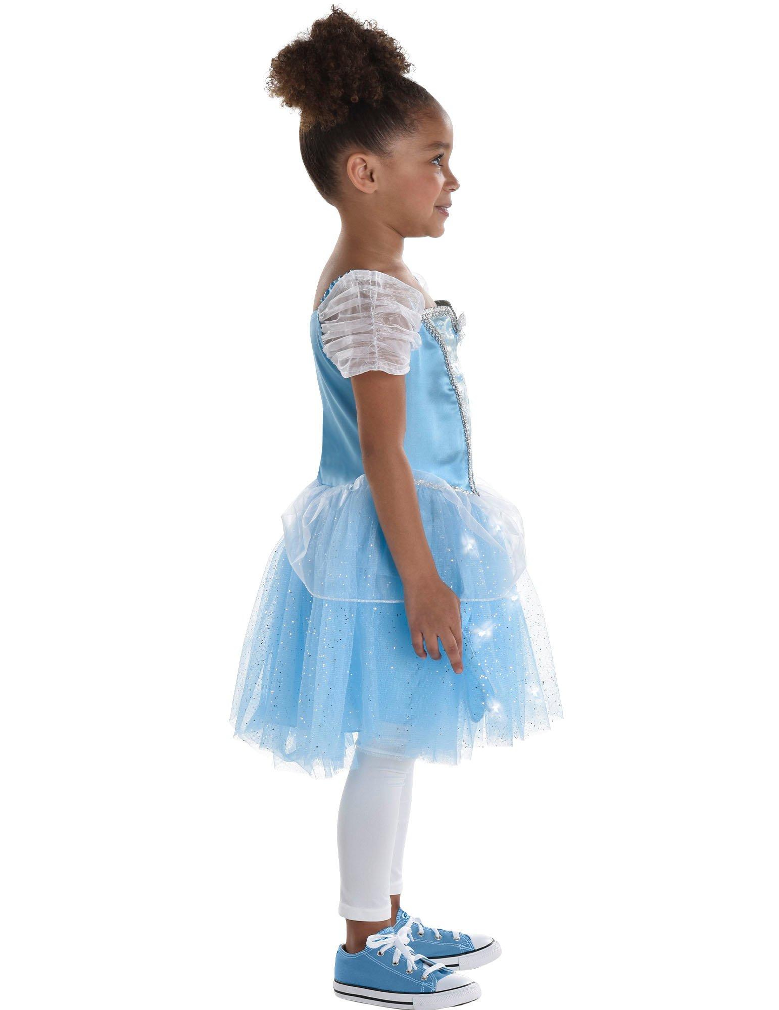 Little Girls Deluxe Cinderella Costume Puff Sleeve Layered Hallowen Party  Gown Children Fancy Birthday Princess Dress Up Clothes