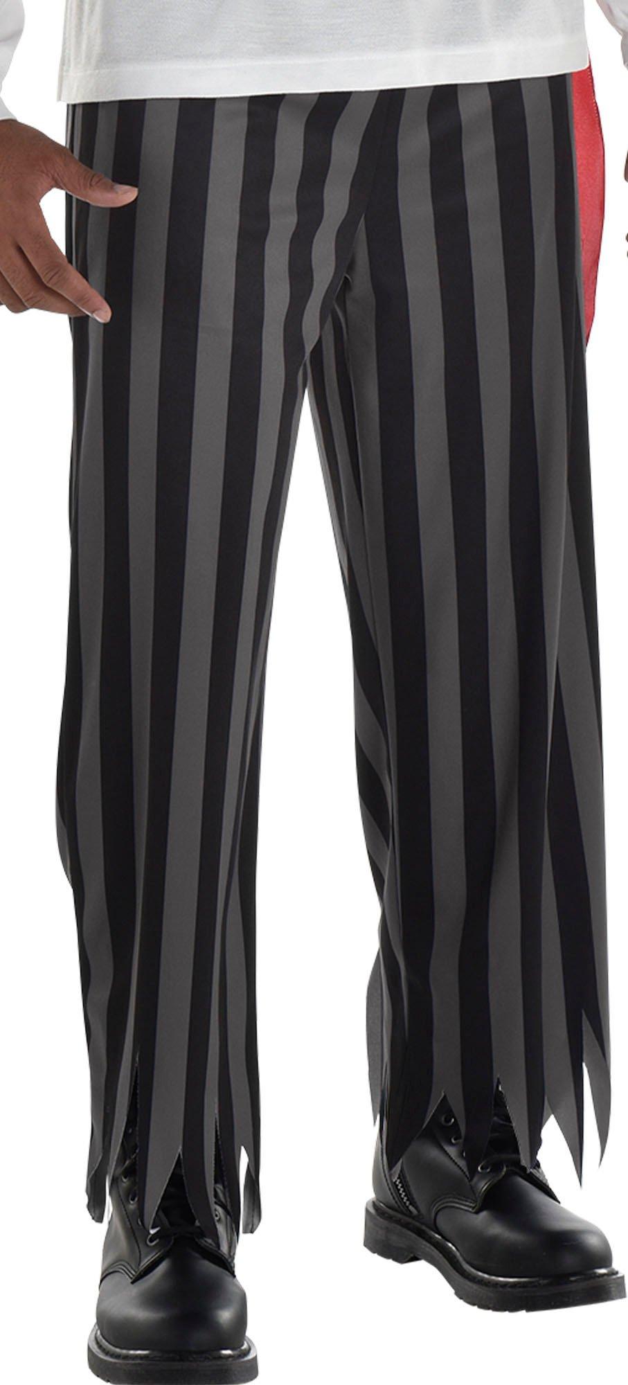 Black pants with store grey stripes