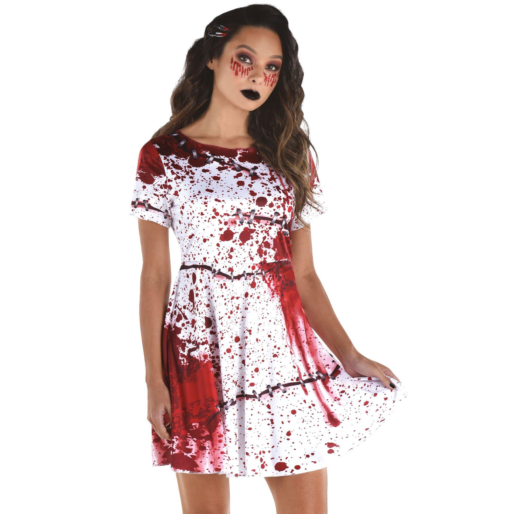 Adult Bloody Short Sleeve Mini Dress