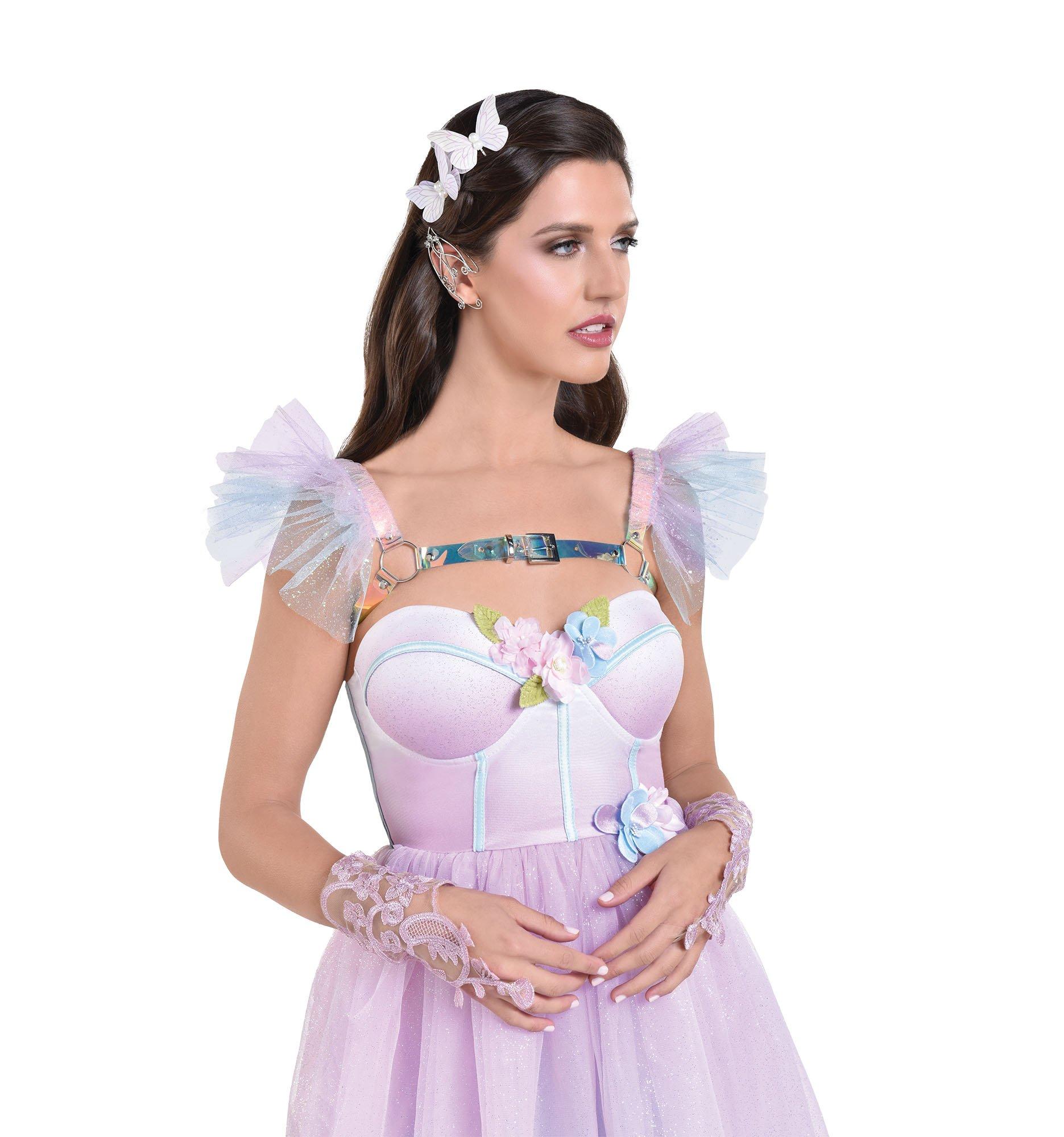 Adult Iridescent Body Harness with Glitter Tulle Shoulders - Fairy