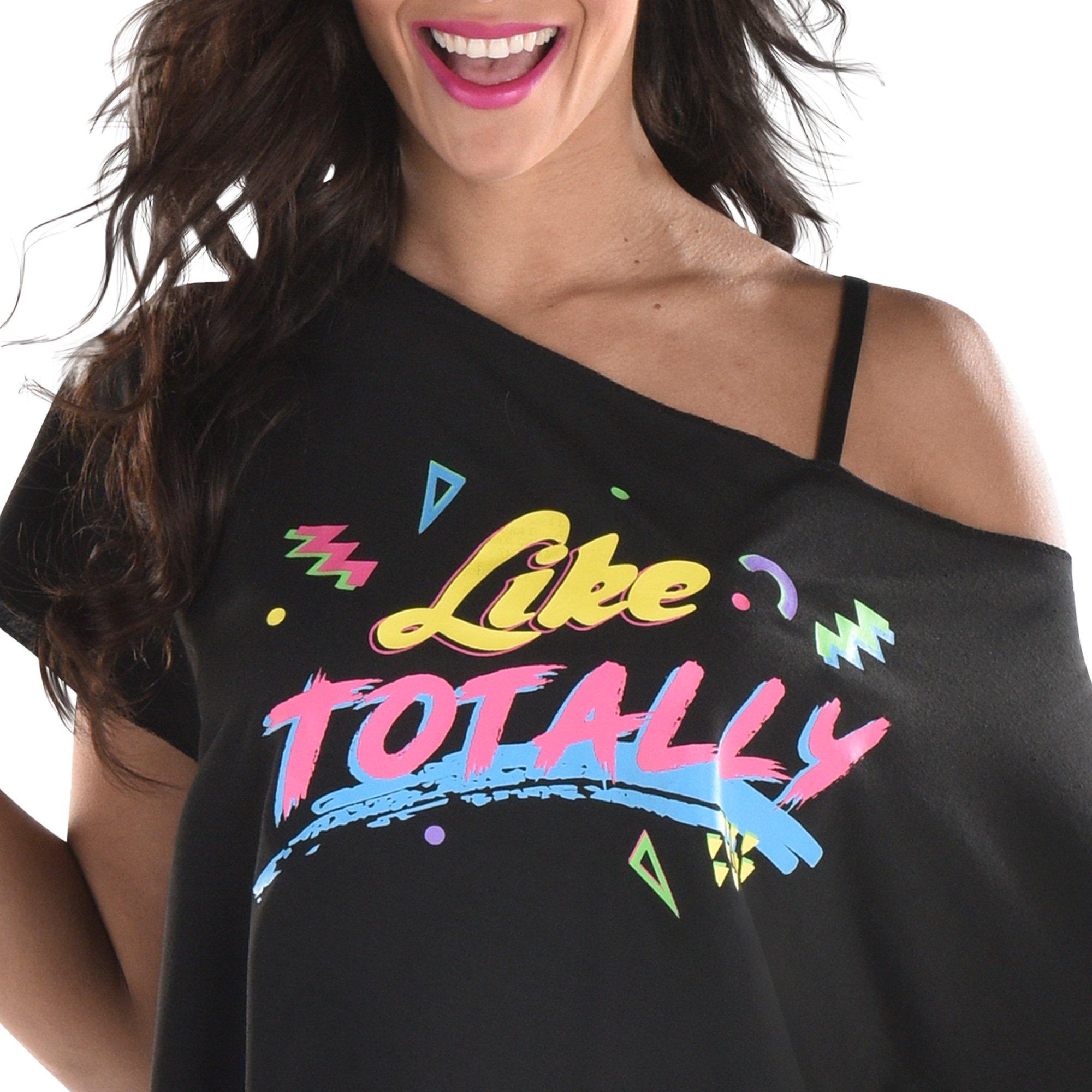 Adult Totally 80s Off Shoulder T-Shirt