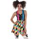 Adult Neon Harlequin Skirt with Suspenders & Bow Tie - Skater Clown