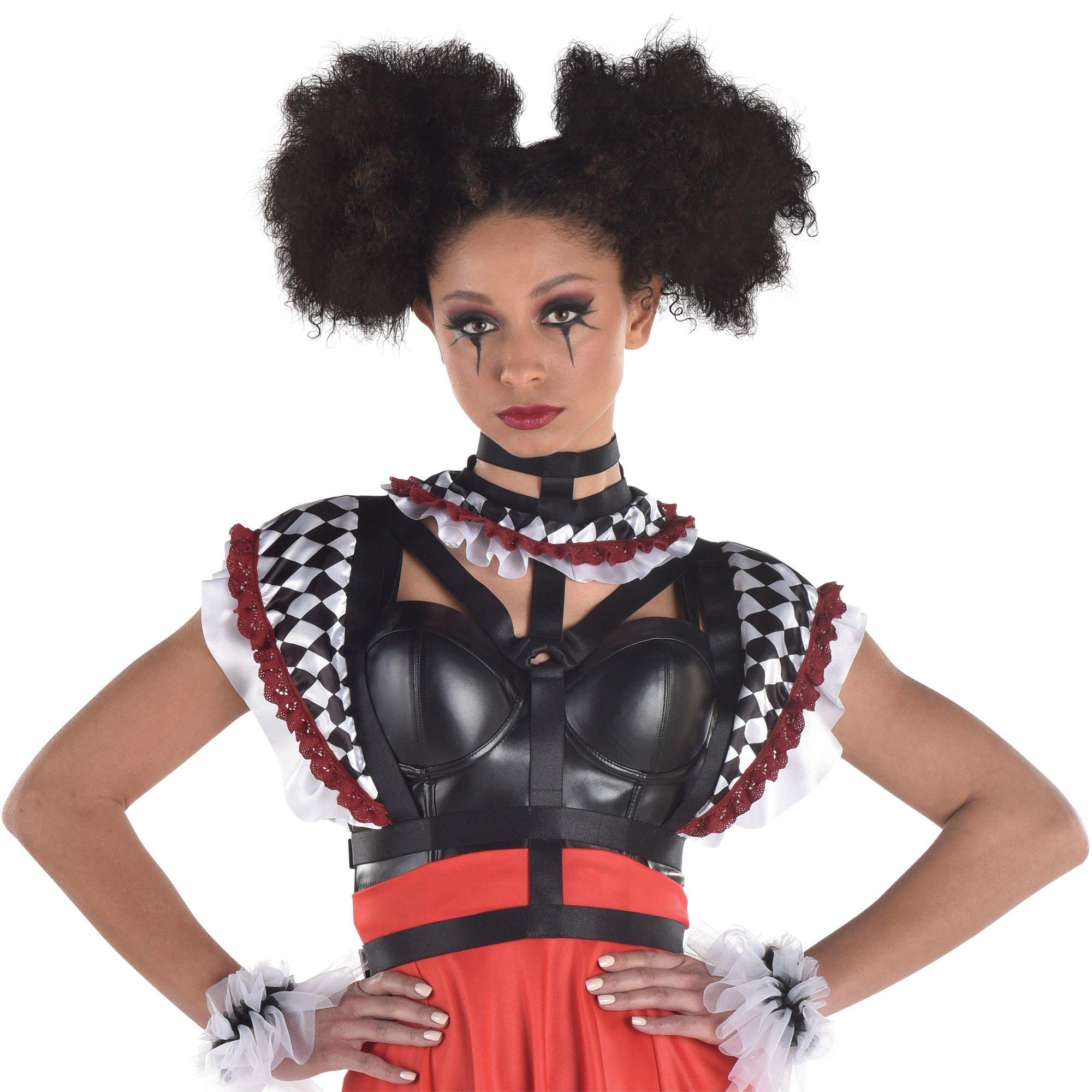 Adult Black & White Harlequin Clown Harness - Twisted Circus | Party City