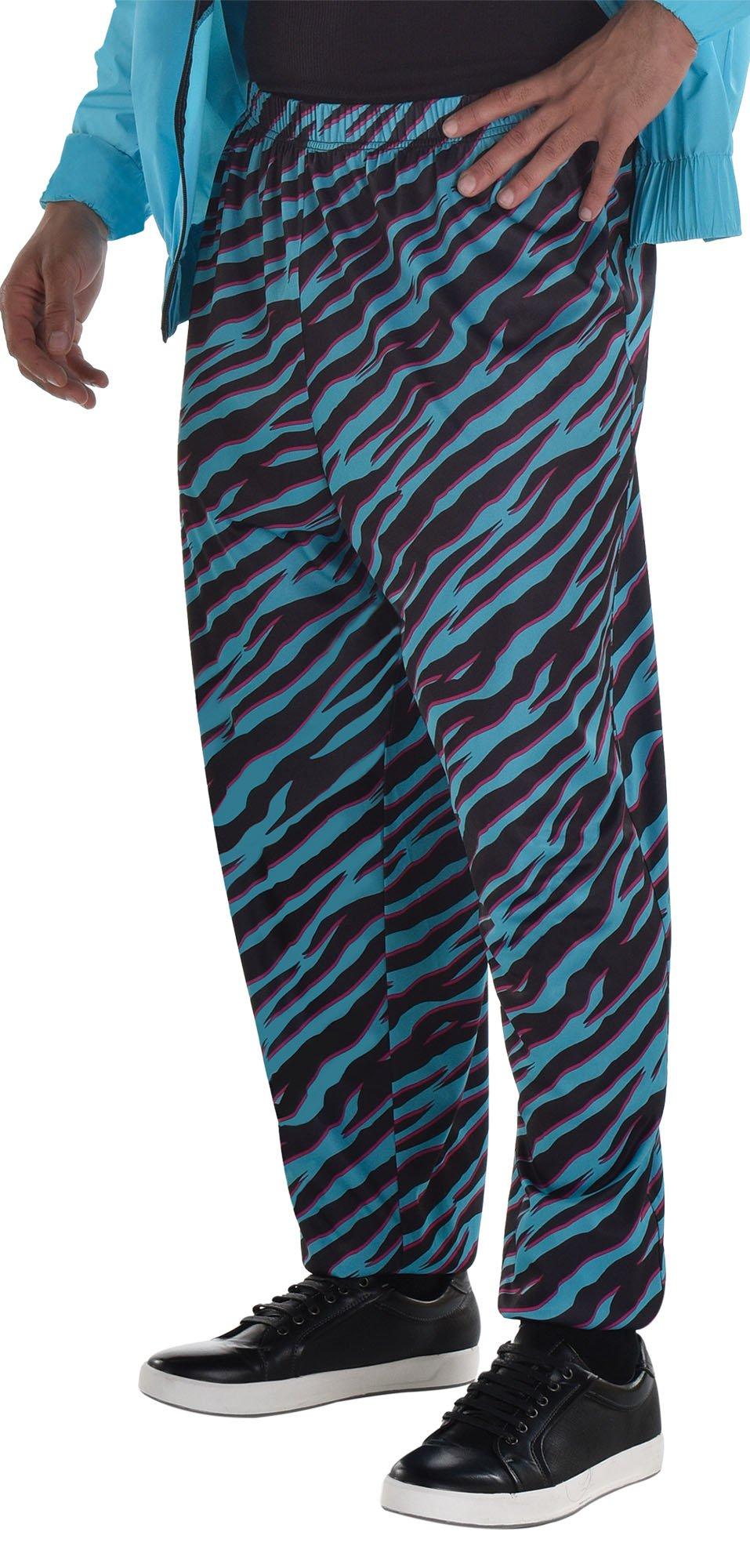 Adult Black & Teal Zebra 90s Beach Pants