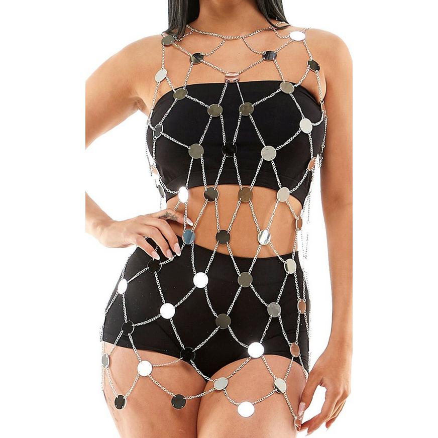Adult Sleeveless Coin & Chain Netted Tunic - Festival