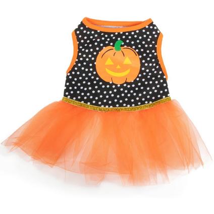 Black & Orange Dot Jack-o'-Lantern Dog Tutu Dress