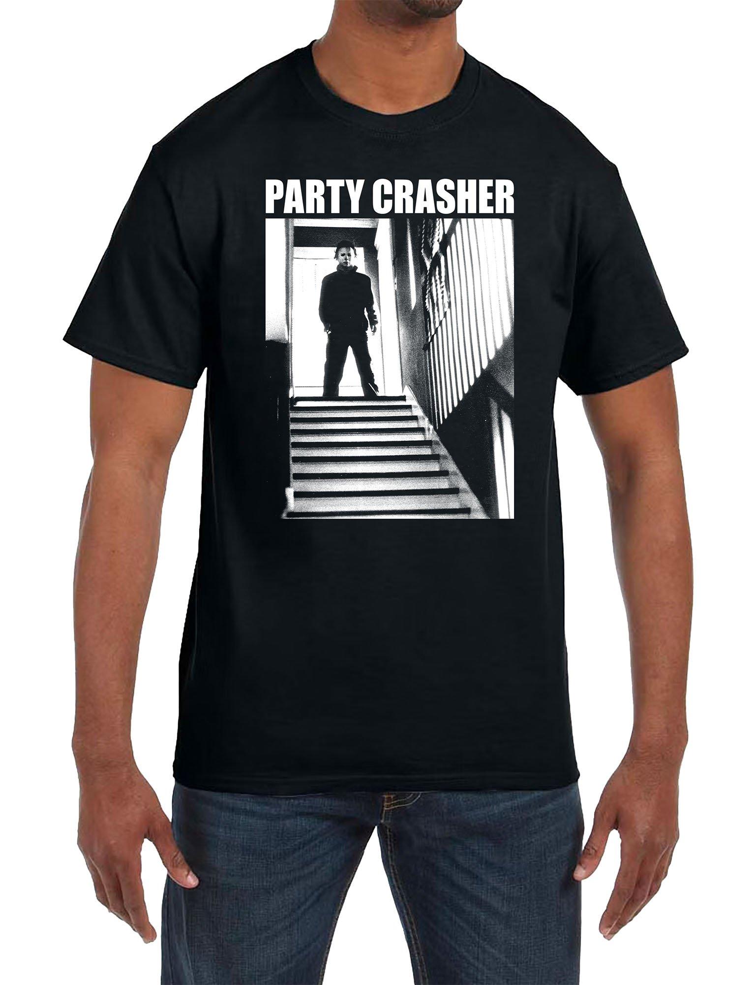 Adult Black Michael Myers Party Crasher Cotton T-Shirt - Halloween