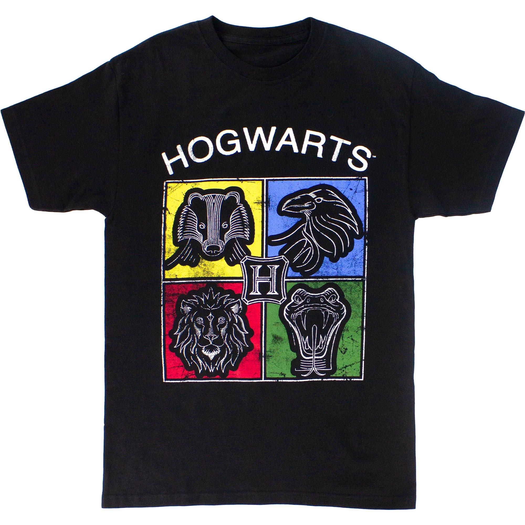 ik ontbijt Nauwkeurig breuk Adult Black Hogwarts Houses Cotton T-Shirt - Harry Potter | Party City