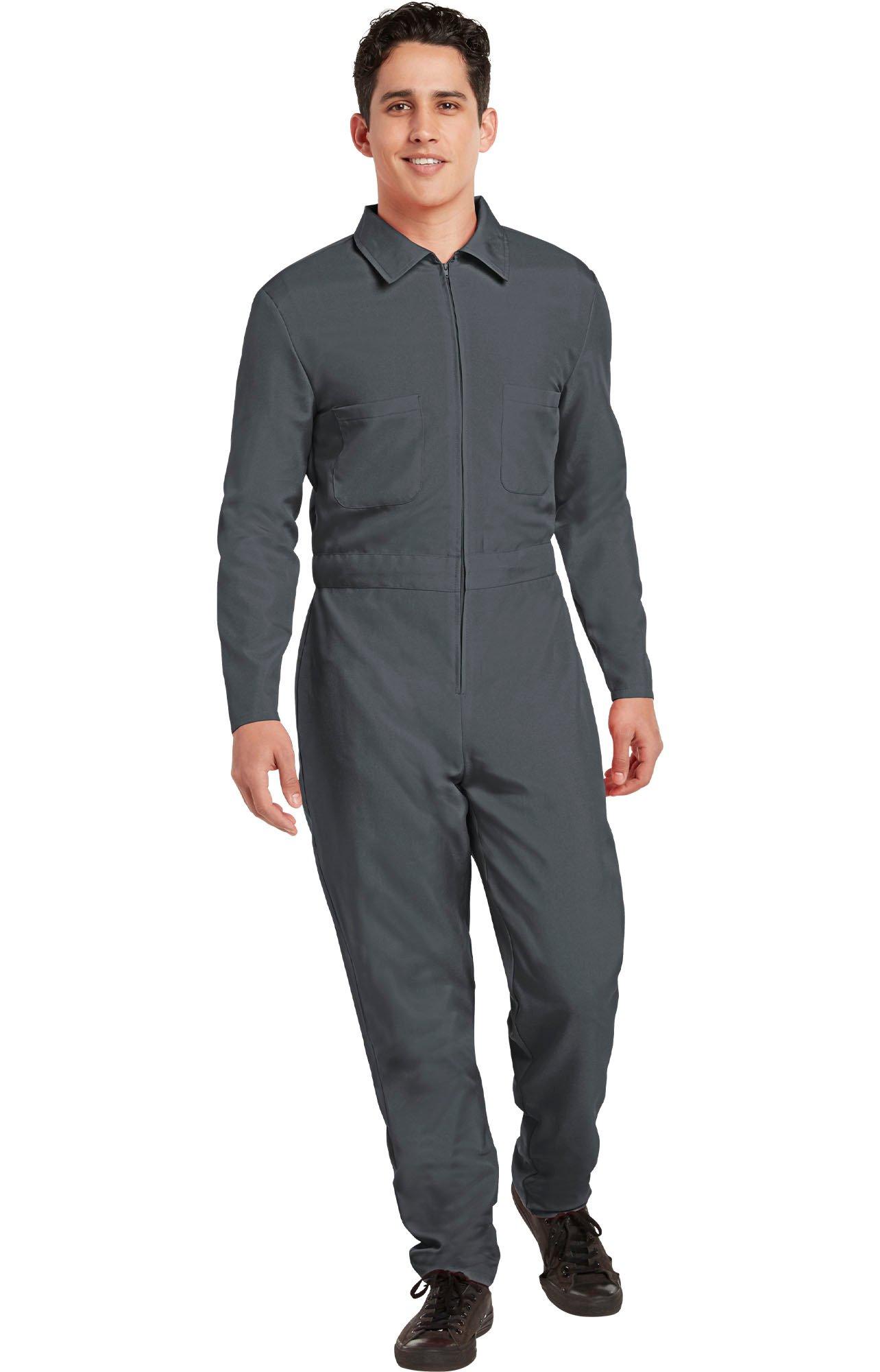 Adult Gray Mechanic Coverall Jumpsuit