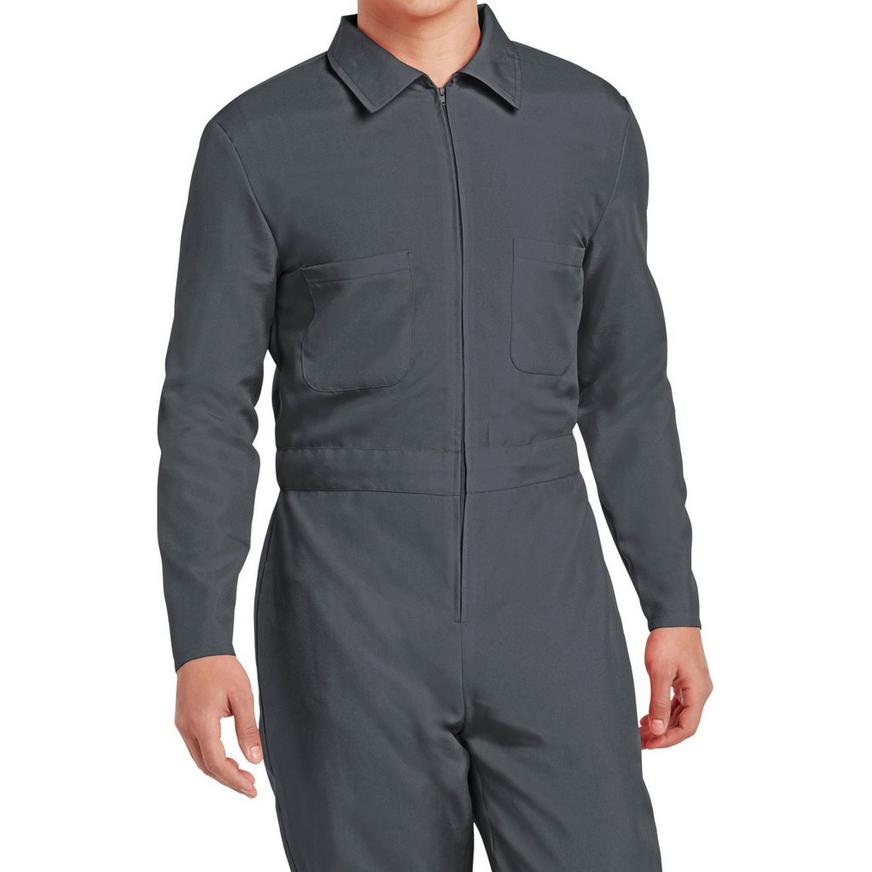 Adult Gray Mechanic Coverall Jumpsuit