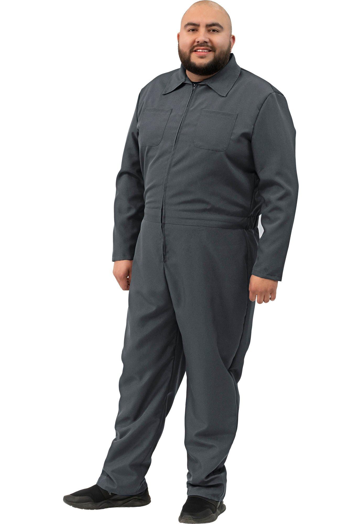 Maladroit Army Engel Adult Gray Plus Size Mechanic Coverall Jumpsuit | Party City