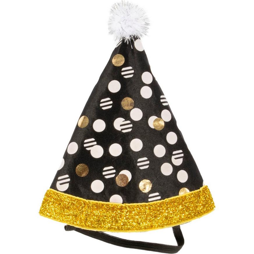 Black & Gold Sparkle Dot Party Hat