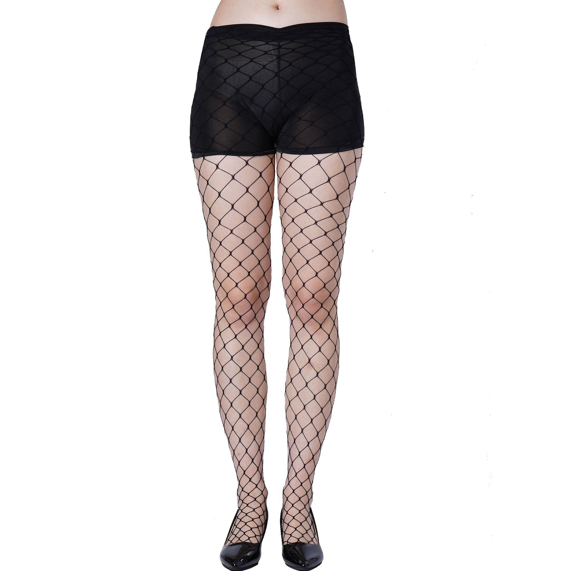 Adult Black Wide Diamond Fishnet Pantyhose