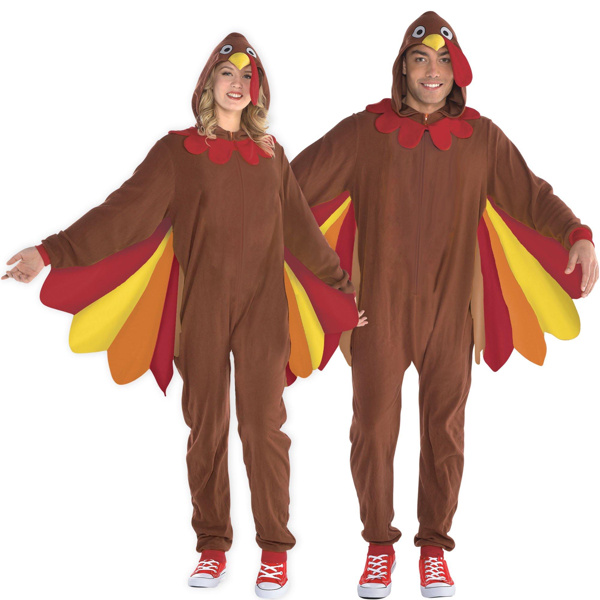 PartyCity Adult Thanksgiving Turkey One Piece Zipster Costume