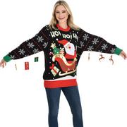 Santa & Reindeer Acrylic Ugly Christmas Sweater - Fair