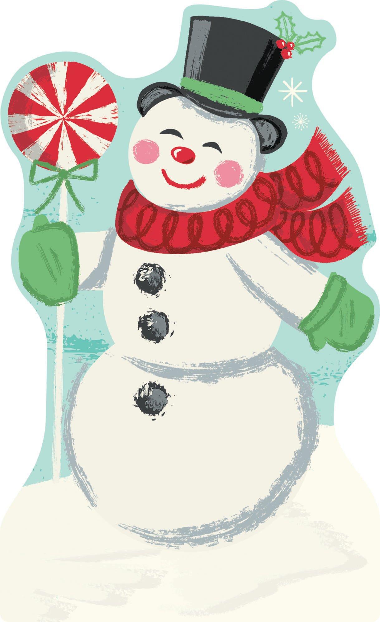 Christmas Clipart-cute baby snowman with a wrapped gift