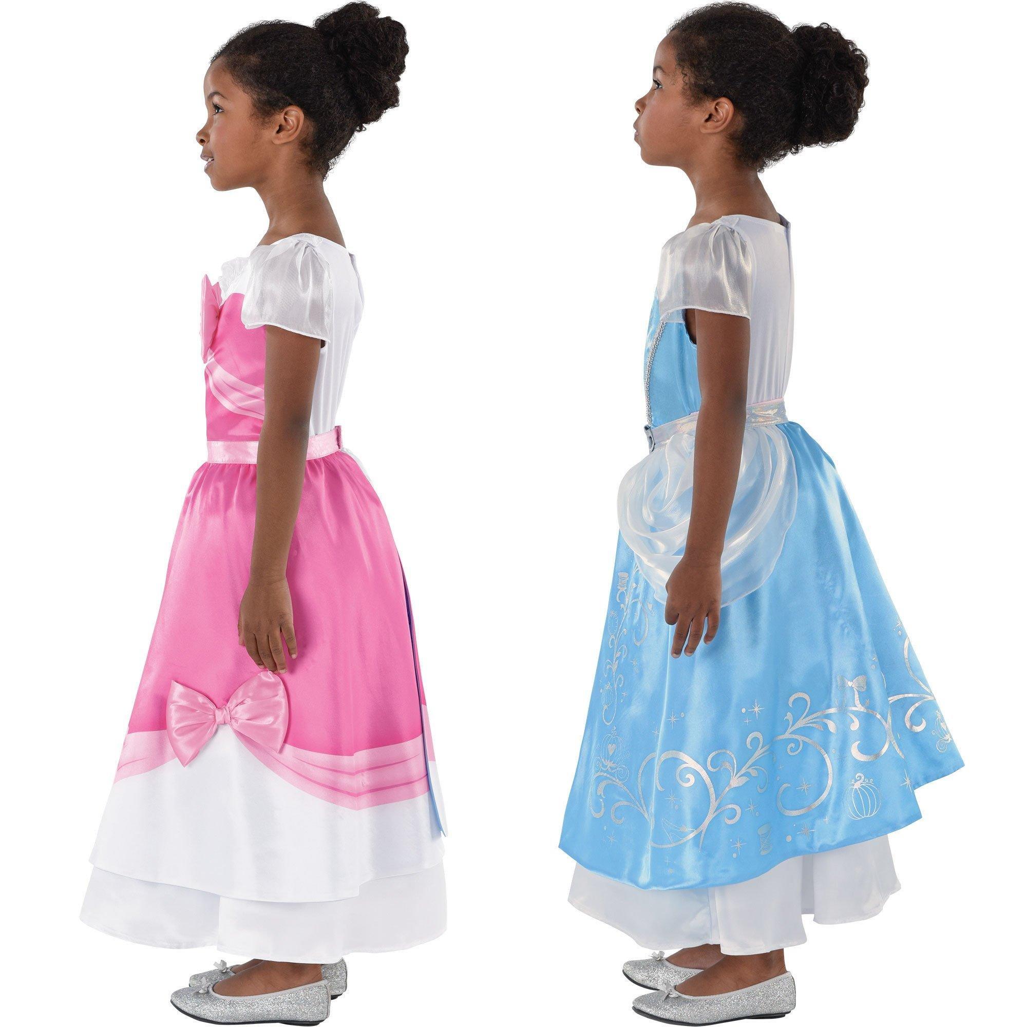 Little Girls Deluxe Cinderella Costume Puff Sleeve Layered Hallowen Party  Gown Children Fancy Birthday Princess Dress Up Clothes