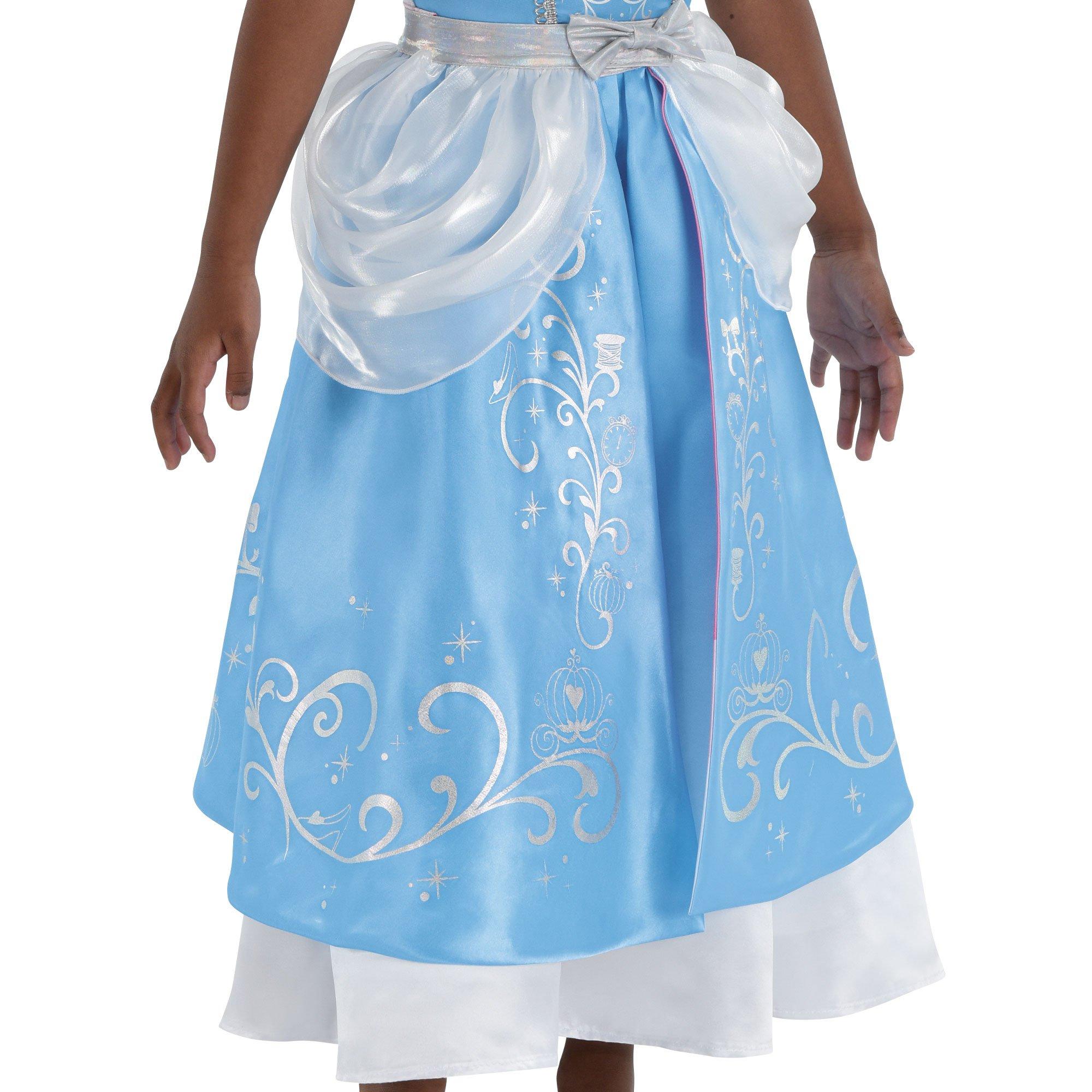 Little Girls Deluxe Cinderella Costume Puff Sleeve Layered Hallowen Party  Gown Children Fancy Birthday Princess Dress Up Clothes