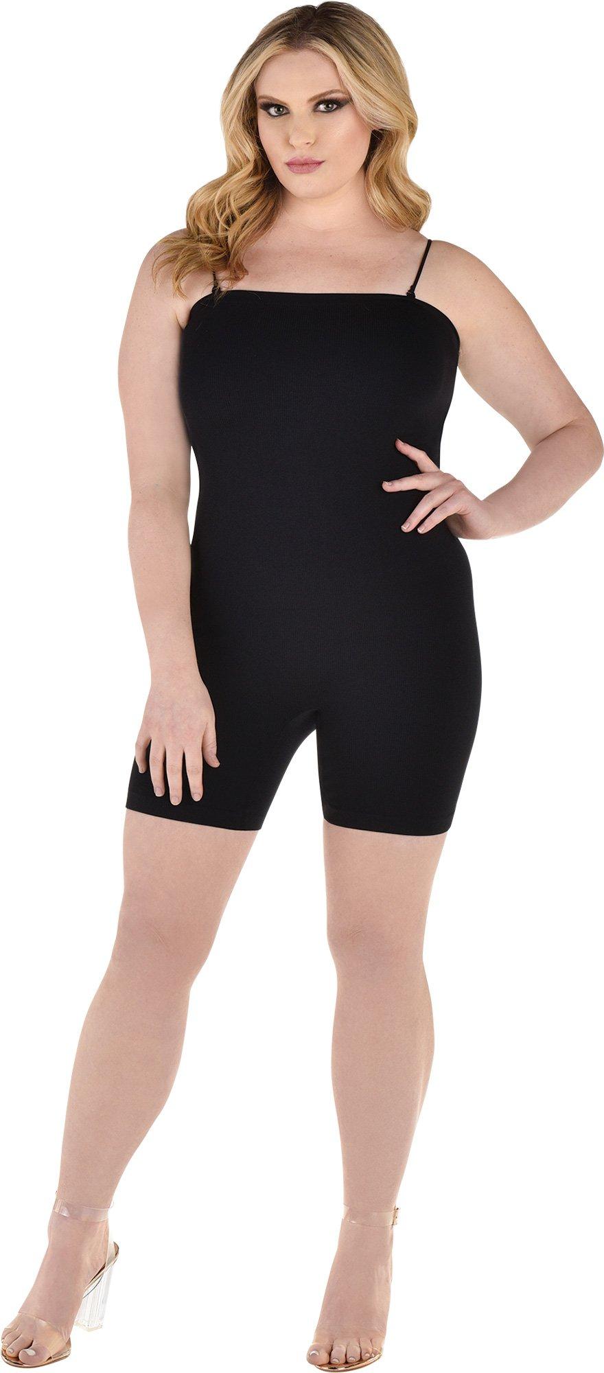 Adult Black Bike Short Plus Size Bodysuit