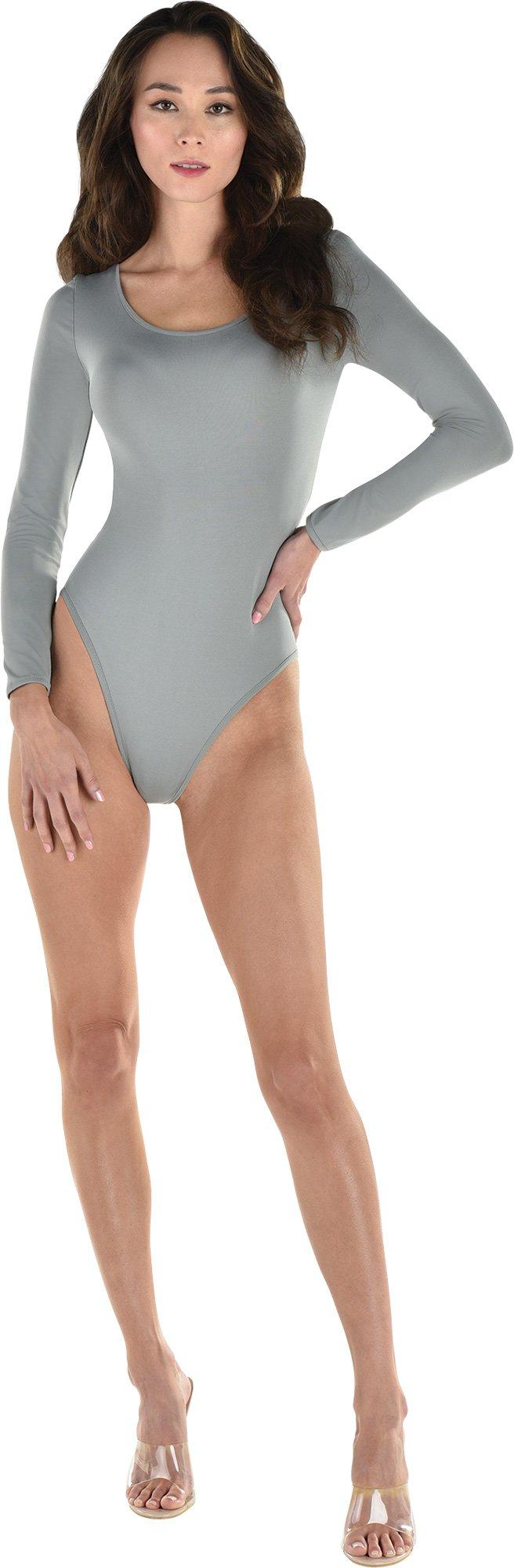Adult Long-Sleeve Gray Bodysuit