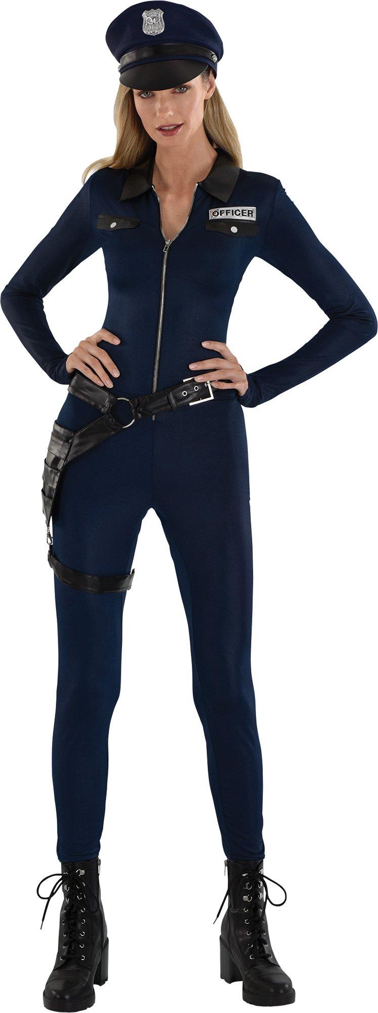 Police Commanding Officer Costume for Adults, Blue Jumpsuit S